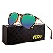 polarized sunglasses for women men - FEIDU retro womens sunglasses oversized style aviator sunglasses 4171 (Leopard green, 14.5)
