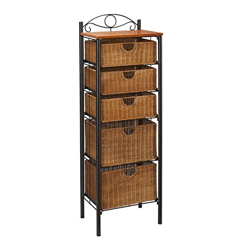 Amazon Com Upton Home Black Steel Finish Wicker 5 Drawer Storage