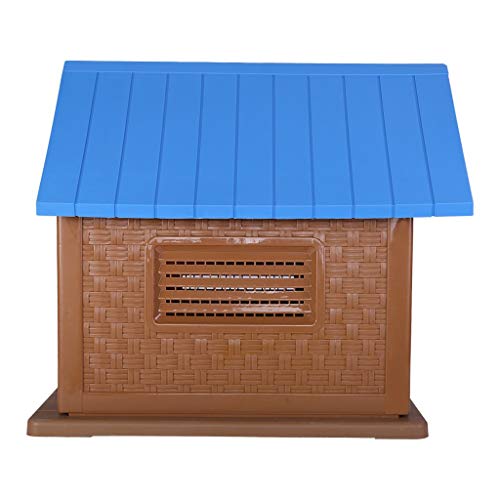 Homefami Pet Waterproof Plastic Dog Kennel Outdoor Winter House with Door Easy Assemble Ideal for Medium Large Pets Blue 32.3 x 26.4 x 24.4 inches