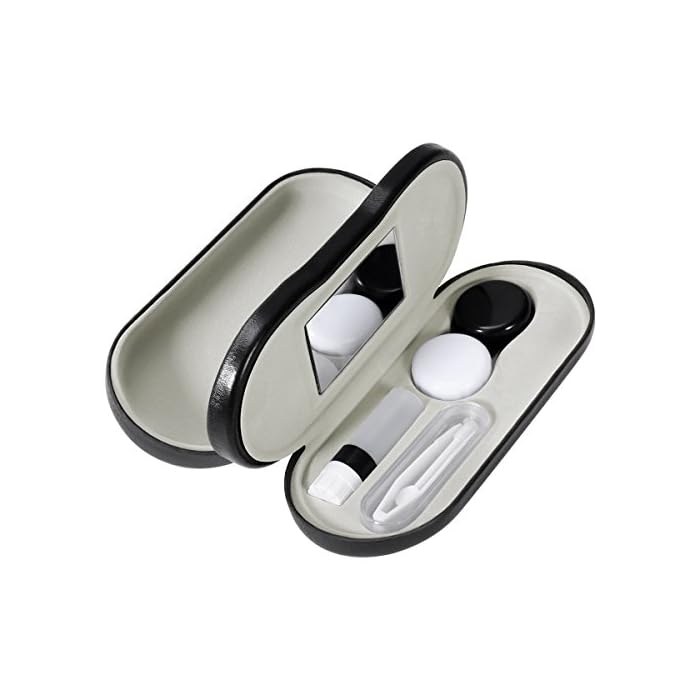 Healifty Double Sided Contact Lens Case, Contact Lens Travel Case with Built-in Mirror, Tweezer and Contact Solution…