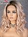 K'ryssma Bob Lace Front Wig Ombre 2 Tone Dark Roots to Light Orange Synthetic Wig Middle Part Wavy Short Wig Heat Resistant