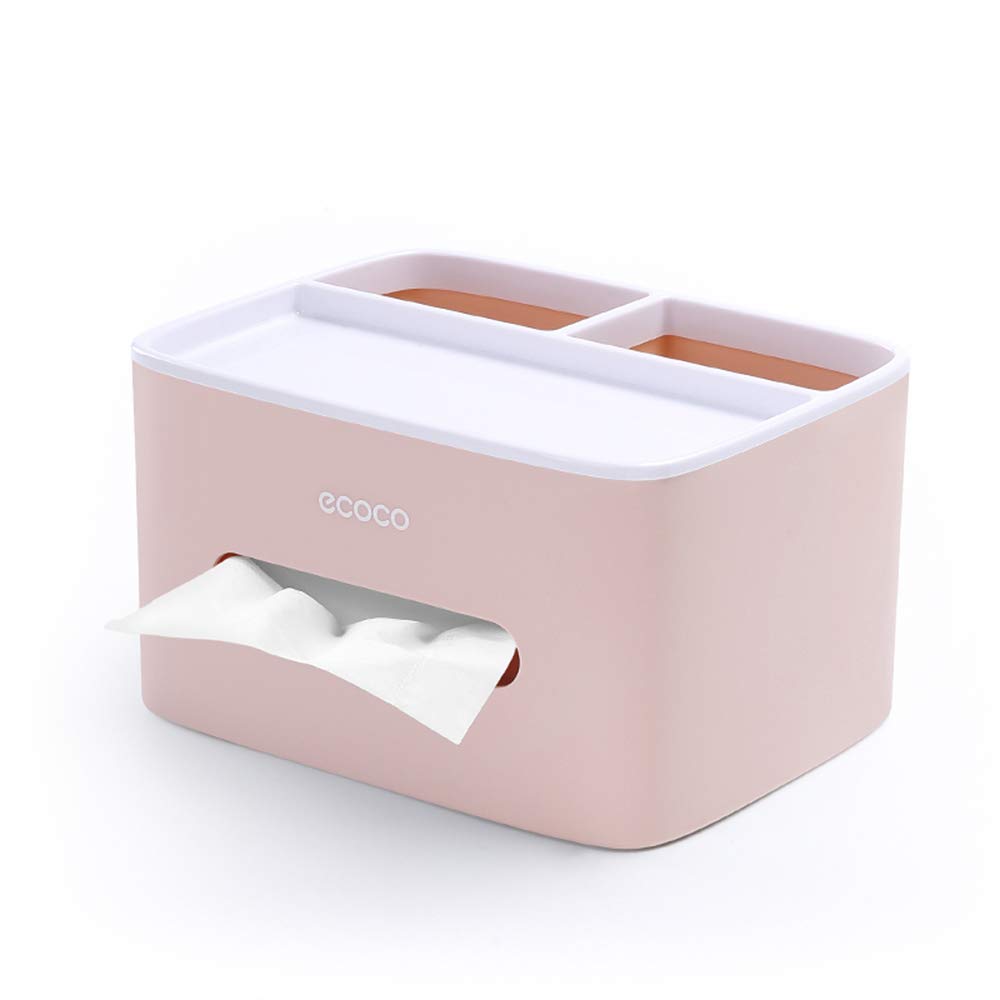 MHTECH Multifunctional Tissue Box - PVC Storage Box, Pen Holder, Remote Control Holder, Cosmetic Organizer (Pink)