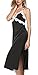 Ekouaer Long Nightgowns Womens Sleeveless Sleedress Sexy Satin Sleepwear Cami Lace Slip Dress S-XXL Black