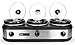 Elite Platinum EWMST-612 Triple Slow Cooker Buffet Server, Adjustable Temp,Dishwasher-Safe Oval Ceramic Pots, Lid Rests, 3 x 2.5Qt Capacity,Stainless Steel