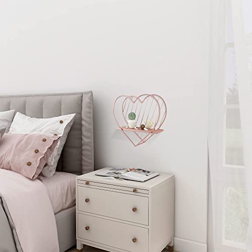 Afuly Rose Gold Floating Shelves Small Shelf Wall Mounted Metal Pink