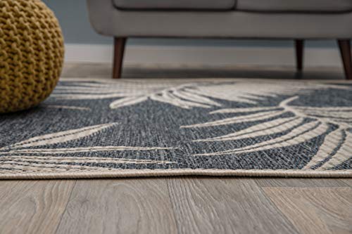 Rugshop Leaf Design Indoor/Outdoor Area Rug 7'10" x 10' Blue