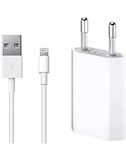 ultrapower100® CARICA BATTERIA per iPhone [Garanzia a Vita] 1A 5W USB 1400 + CAVO di ricarica per 5 5C 5S 6 SE 6S 7 8 X XS XR XS Max KIT 2 in 1 MD818 spina alimentatore + cavetto dati 100 cm 1 Metro