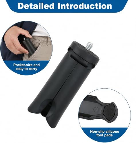 Mini Tripod with 1/4 Screw for DJI Osmo Pocket 4/3/4P, Mini Tripod Vlog Non-Slip Stabilizer Camera DSLR Desktop Compact Table Mount Tripod for GoPro Insta360 Action 6/5