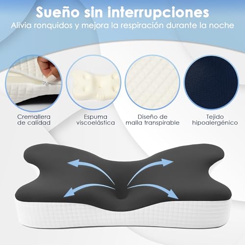 Neck and Neck Pillow, Memory Foam Pillow, Cervical Pillow, Ergonomic Pillow, Orthopedic Pillow, Anti-Snoring Pillow for Side Sleepers, Back and Mouth Down