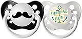 Ulubulu Expression Pacifier Set for Boys, Momma's Boy and Mustache, 6-18 Months