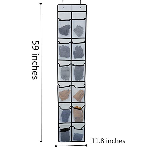 StyleZ 2PCS 12 Large Mesh Pockets Over The Door Shoe Storage Bag Organizer Hanging Narrow Closet Door - Thumbnail 5