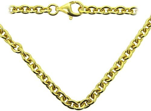 Gold Plated Sterling Silver Plated Chain Necklace-Bracelet, Anklet - 5x4mm Oval Cable, Heavy, Strong Chain- All Sizes (9.5 inches (anklet))
