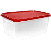 Tupperware (1) Modular Mates Rectangle Size #2 8 Cups Sheer with Red Seal