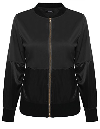 Zeagoo Womens Patchwork Contrast Color Quilted Jacket Short Bomber Jacket