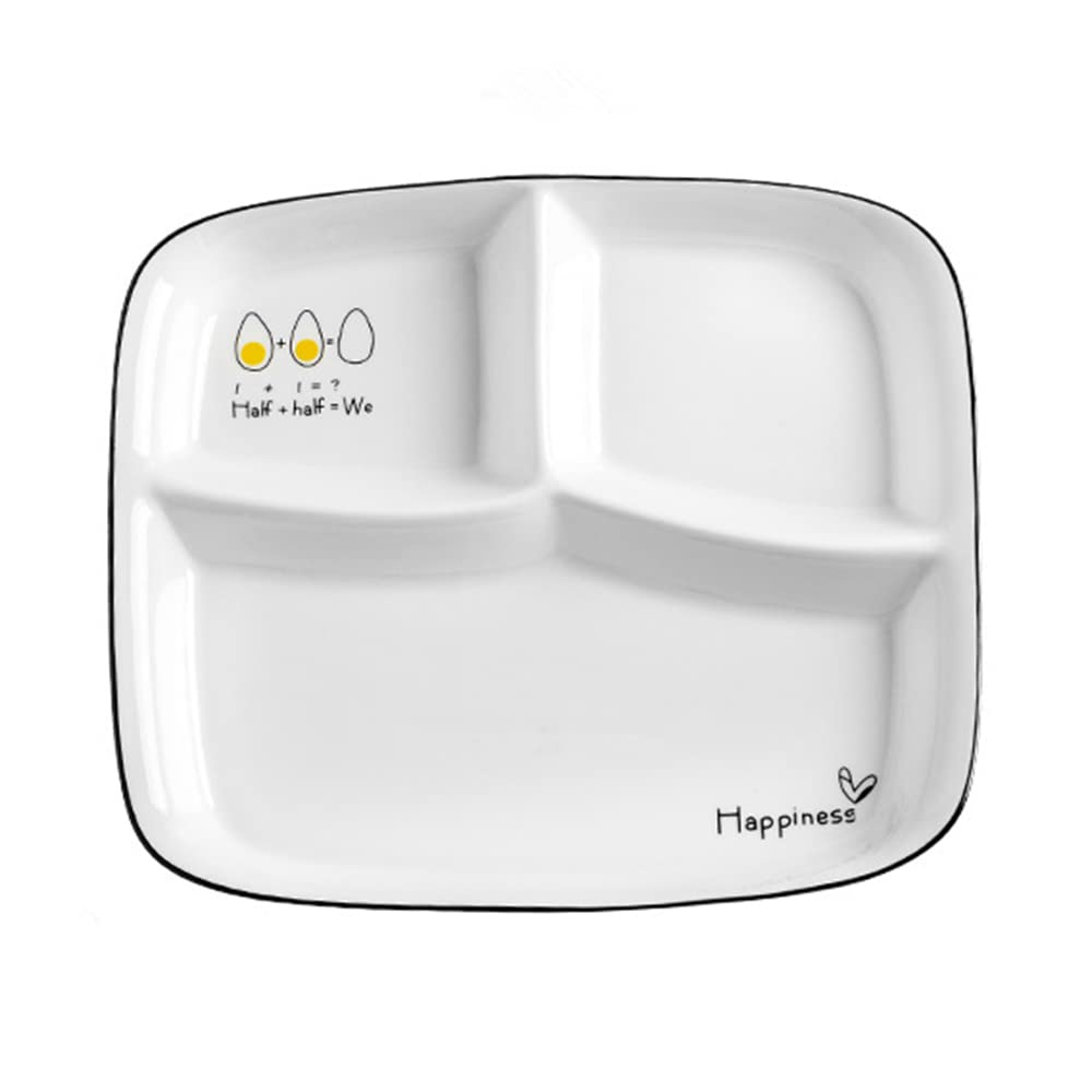 OnePine Healthy Eating Plate Ceramic, Diet Dinner Plate with 3 Compartment, Portion Control Plates for Adults Weight Loss