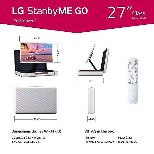 LG 27-Inch StanbyME Go Portable Smart 1080P Touch Screen (27LX5QKNA, 2023 Model), Calming Beige