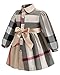 ZANDZ Little Girls Cotton Sleeveless Button Pocket Plaid Casual Summer Dress(A-Beige,2T-3T)