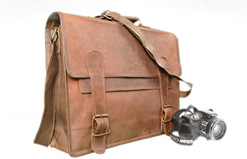 Vintage Leather Bazaar Handmadecart Real Leather Laptop Briefcase Satchel Notebook Computer Bags &amp; Cases Office &amp; School Supplies Bag16 Inch Brown
