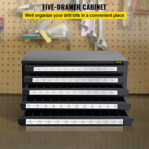 VEVOR Drill Bit Dispenser FiveDrawer Drill Bit Dispenser, 60
