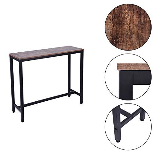 US Fast Shipment Quaanti Pub Bar Table,Counter Height Dining Table,Dining High Top Table,Industrial Kitchen Bar Table Chairs Stools Set for Small Space,Breakfast Nook,Dining Room,Living Room (Brown)