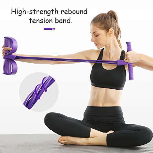 Pahajim-4-Tube-Foot-situp-PedalMulti-Function-Resistance-Tension-RopeYoga-Strap-Elastic-Pull-Rope-Fitness-Equipment-for-AbdominalWaistarmLeg-Resistance-Band-Abdominal-Trainer