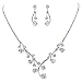 EleQueen Women's Cubic Zirconia Filigree Flower Bridal Necklace Earrings Jewelry Set Silver-tone Full Clear