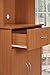 HODEDAH IMPORT Long Standing Kitchen Cabinet with Top & Bottom Enclosed Cabinet Space, One Drawer, Large Open Space for Microwave, Cherry