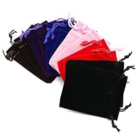 WEFOO Pack of 12 Mix Color Soft Velvet Pouches w Drawstrings for Jewelry Gift Packaging