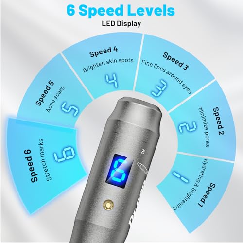 Dr. Pen M8 Professional Cordless Microneedling Pen with 25 Replacement Cartridges, 6 Speeds and LED Display, Dermapen for Hair Growth, Face, Body and Skin Care