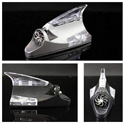 QAWACHH Universal Car Wind Power LED Beam Shark Fin Roof Warning Flash Light (Silver)