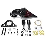 Krator Harley Davidson Softail Night Train Fat Boy Dyna Super Glide Low Rider Wide Glide Touring Road King Road Glide Black Aluminum Cone Spike Air Cleaner Kit Intake Filter Motorcycle (2001-2009)
