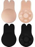 Nipple Covers Strapless Backless Bra Invisible Lift Pasties Reusable Breast Petals Non-Woven Fabric Self Adhesive Nipplecover for Women 2 Pairs 4 Inch Beige and Black by MightGuy