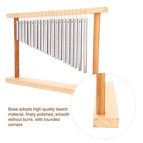 Cocoarm Single Row Bar Chime,20 Bars Wind Chime Bell Musical Percussion Instrument Wooden Frame Solid Aluminum Pipe - Thumbnail 3
