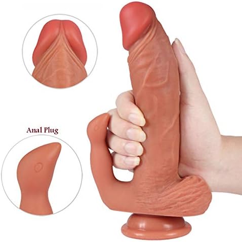 8.46" Ultra Soft Dual-Heads Dillos Realistic Waterproof with Strong Suction Cup for Women Ladies Hands Free Pleasure, Brown