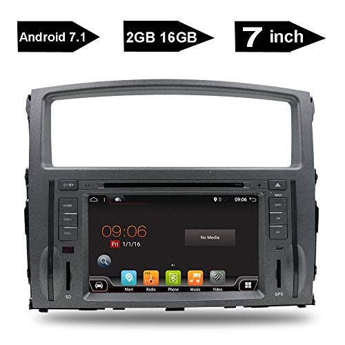 Android 7.1 Quad Core 7" HD in-Dash Car Stereo Car Radio GPS Navigation Multimedia DVD Player FM AM SUB Fit Mitsubishi Pajero V97 2006 2007- Reserve Camera
