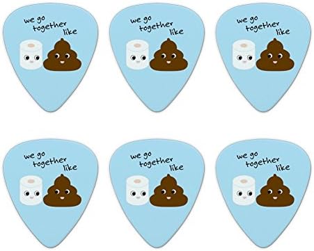 Toilet Paper and Poop We Go Together Like Funny Friends Novelty Guitar Picks Medium Gauge - Set of 6