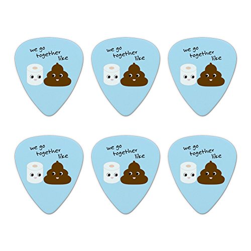 Toilet Paper and Poop We Go Together Like Funny Friends Novelty Guitar Picks Medium Gauge - Set of 6