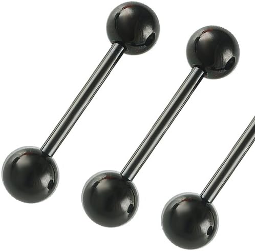 14g tongue ring black 5/8 16mm anodized surgical steel bars ear nipple barbell AREW Piercing Jewelry 3Pcs