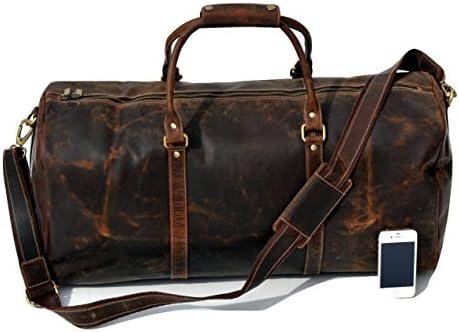 25 Inch Large Leather Travel Duffel Gym Sports Overnight Weekender Bag