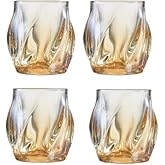 Luminthra Set of 4 Crystal Whiskey Glasses, 8.5 OZ Twisted Old Fashioned Tumblers, great for Bourbon, Scotch and Cocktails (4SET)