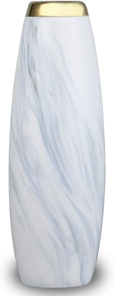 Teagas 9in Ceramic Modern Marble Flower Vase Decor for Table Centerpieces Suitable for Home Office Wedding Party
