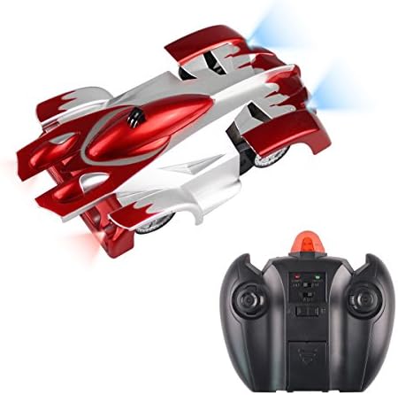 Remote Control Car Fonxian Kids Toys for Boys Girls 360°Rotating Stunt Wall Climbing RC Cars with Head and Rear LED Lights (Red)