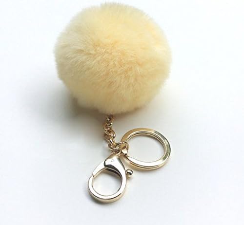 Real Rabbit Fur Pom Pom Keychain &amp; Bag Charm (Cream)