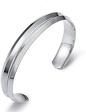 Stainless Steel Grooved Cuff Bangle Bracelets for Women Band Elegant Indent Gold Silver &amp; Rose Jewelry