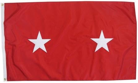 U.S. Army 2-Star Major General Indoor Outdoor Appliqued Nylon Flag Grommets 2' X 3'