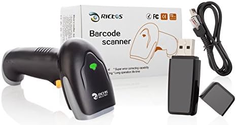 Rictos 2.4GHZ Wireless USB Automatic laser barcode scanner Rechargeable, Handheld Bar-code Reader, Plug and Play, Easy to use for Windows, Mac &amp; Linux