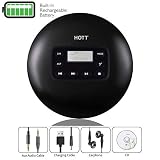 HOTT Rechargeable Portable CD Player, CD711 Personal Compact Disc Player with LCD Display, Stereo Earbuds, 10hr Battery Life, Electronic Skip Protection Anti-Shock Function - Black