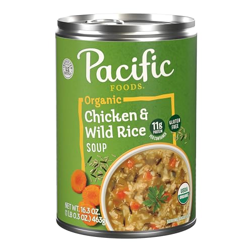 PACIFIC FOODS ORGANIC CHICKEN AND WILD RICE SOUP, 16.3 OZ CAN