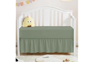 SILENTNIGHT Crib Ruffle Bed Skirt Microfiber Nursery Bedding Skirt for Baby Girls (28” x 52” x 14’’) Inch - Sage Solid