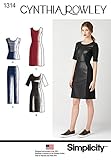 Simplicity Cynthia Rowley Pattern 1314 Misses Dress or Top, Slim Knit Pants, Size 6-8-10-12-14